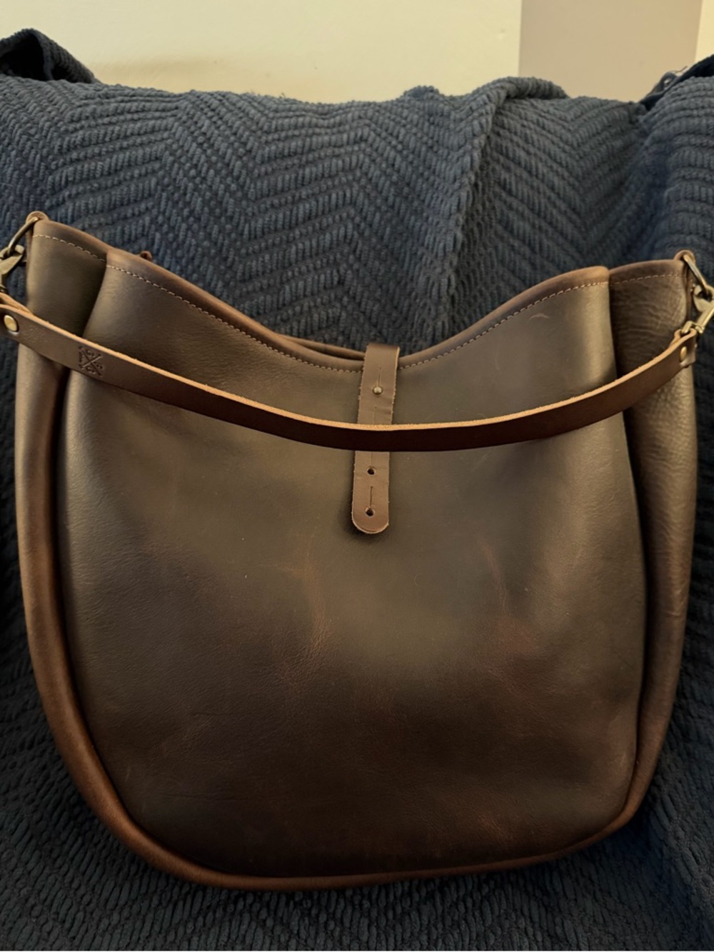Go Forth Goods Large Celeste ~Mocha 
Dark hide-very smooth